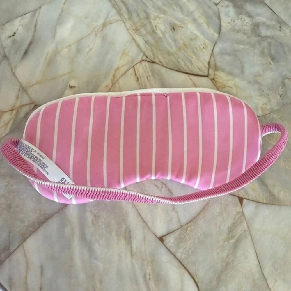 padded Satin silky pink stripe sleep mask One Size